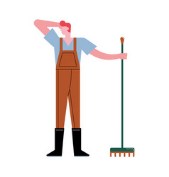 Famer Worker With Rake