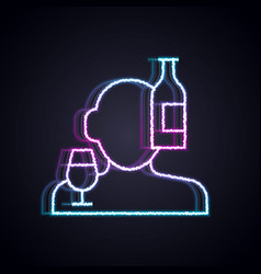 Glowing Neon Line Alcoholism Or Alcohol Use