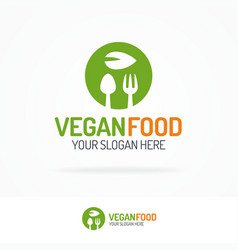 Vegan Food Logo Set Consisting Of Silhouette Spoon