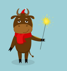 Bull Symbol 2021 With A Sparkler In His Hand