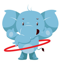 Elephant With Hula Hoop On White Background