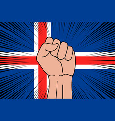 Human Fist Clenched Symbol On Flag Of Iceland