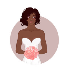 Pretty African American Bride In Her Wedding Dress