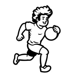 A Boy Playing Rugby On White Background