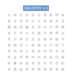 Industry 40 Outline Icons Collection Factory