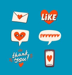 Social Media Stickers Like Heart Gletter Etc