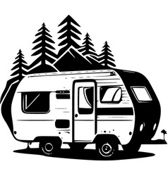 Camper - Black And White Isolated Icon