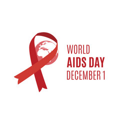 World Aids Day Banner With Red Awareness Ribbon