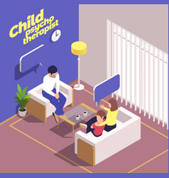 Child Psychotherapist Isometric Composition