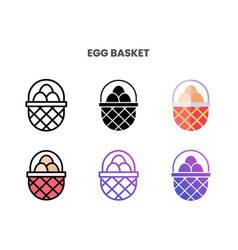 Egg Basket Icons Set With Different Styles