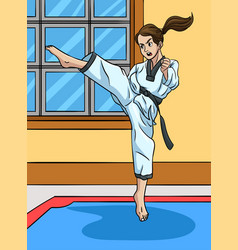 Taekwondo Sport Colored Cartoon