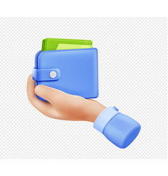 3d Render Hand Holding Wallet With Money Bills