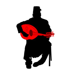 Arab Man Play Oud Lute Or Mandola Silhouette