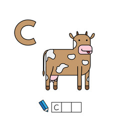 Cute Cartoon Animals Alphabet Cow