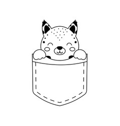 Cute Lynx Sitting In Pocket Animal Face