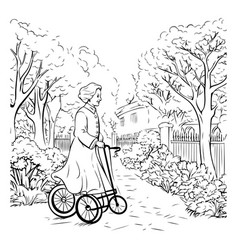 Young Woman Riding A Bicycle In The Park Black