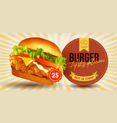 Fried Chicken Burger Banner Ads Design Template