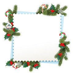 Christmas Square Frame With Red Berries