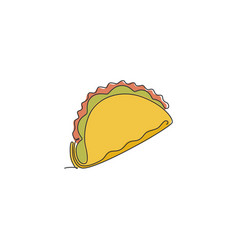 One Single Line Drawing Of Fresh Mexican Taco