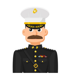 Us Marine Commander In Simple Flat