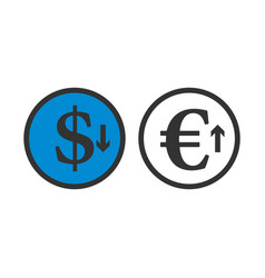 Falling Dollar And Growth Up Euro Coins Icon