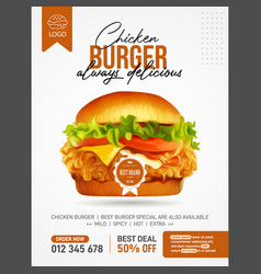 Fried Chicken Burger Banner Ads Design Template