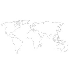 World map outline thin country borders and thick Vector Image