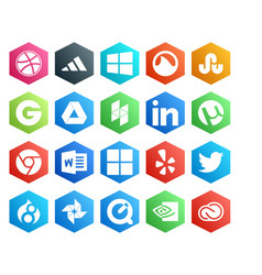 20 Social Media Icon Pack Including Photo Tweet