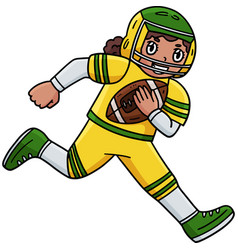 American Female Player Running Football Clipart