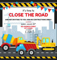 Construction Themed Party Invitation Card