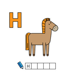 Cute Cartoon Animals Alphabet Horse