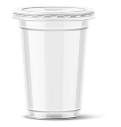 Empty Clear Plastic Cup With Lid Realistic Mockup