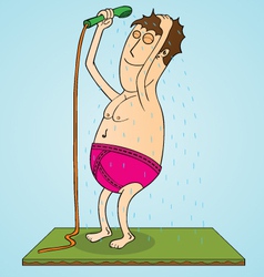 Man Having Shower Cartoon