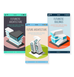 Isometric Futuristic Architecture Mobile Screens