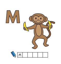 Cute Cartoon Animals Alphabet Monkey