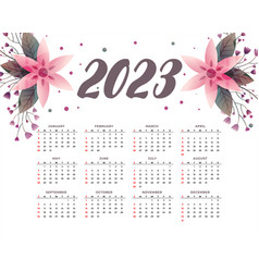 New Year 2023 Calendar Template With Floral