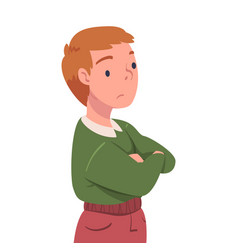 Teen Boy With Grumpy Face And Folded Arms Having