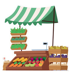 Vibrant Fresh Vegetable Stall Kiosk With Colorful