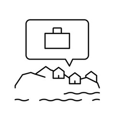 Working In Beach House Line Icon