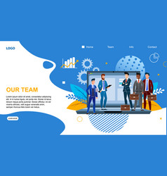 Flat Banner Inscription Our Team Landing Page