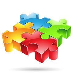 Glossy 3d Jigsaw Puzzle Icon With 4 Colorful