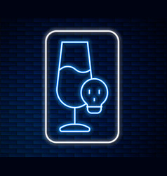 Glowing Neon Line Poisoned Alcohol Icon Isolated