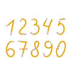 Set Of Numbers Pencil Shape Font