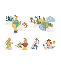 Save The Earth People Taking Care Of Earth Using