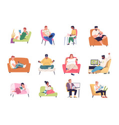 Sedentary Lifestyle Lazy People Sit Resting On