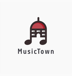 Abstract Simple Town Hall Music Note Logo Icon