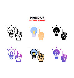 Hand Up With Idea Icon Set With Different Styles