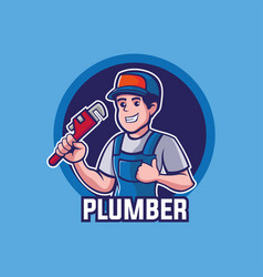 Plumber Worker Handyman Mascot Logo