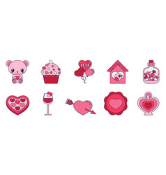 Retro Valentine Day Set Of Icons Love Symbols