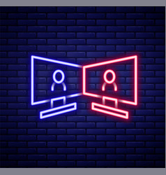 Glowing Neon Line Video Chat Conference Icon